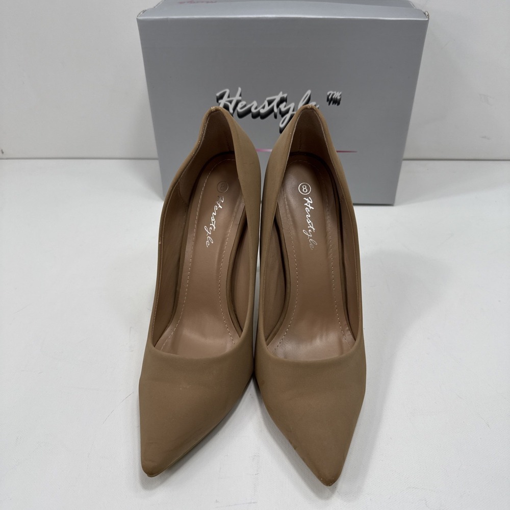 Herstyle High Heel Pointed Toe 4.5 in Stiletto‎ Tan Size 8 US.
